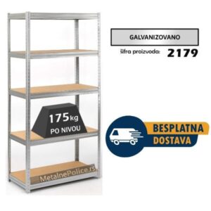 Polica metal-medijapan 180x90x45cm 5x175kg