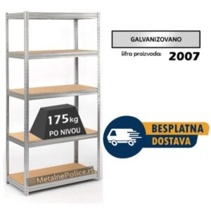 Polica metal-medijapan 180x90x30cm, 5x175kg galva