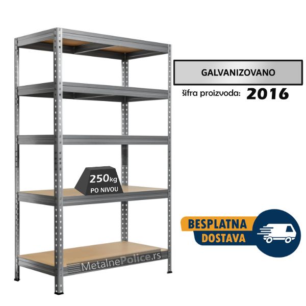 Police metal-medijapan 180x90x60cm 5x250kg rivet galva