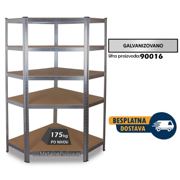 Polica UGAO 180x70x70x40cm, 5x175kg, galva