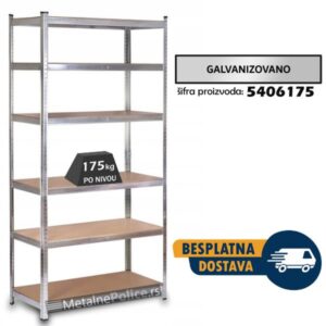 Polica metal-medijapan 220x75x40cm, 6x175kg