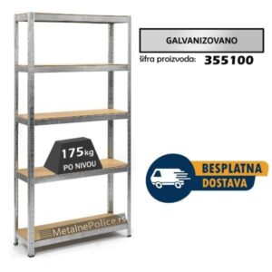 Polica metal-medijapan 180x100x35cm, 5x175kg, galva