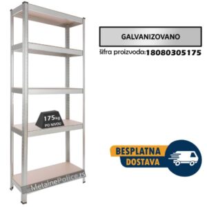 Polica metal-medijapan 180x80x30cm 5X175kg