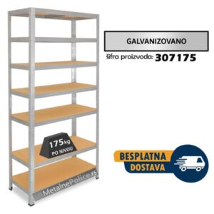 Polica metal-medijapan 200x90x30cm, 7x175kg