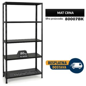 Polica metal-metal 170x75x30cm 5x80kg Crna